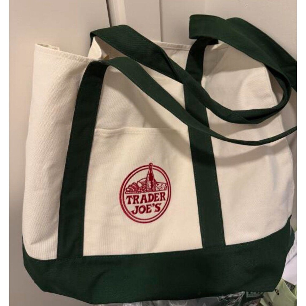 NWT Trader Joe’s Large Canvas Tote Green New 2025